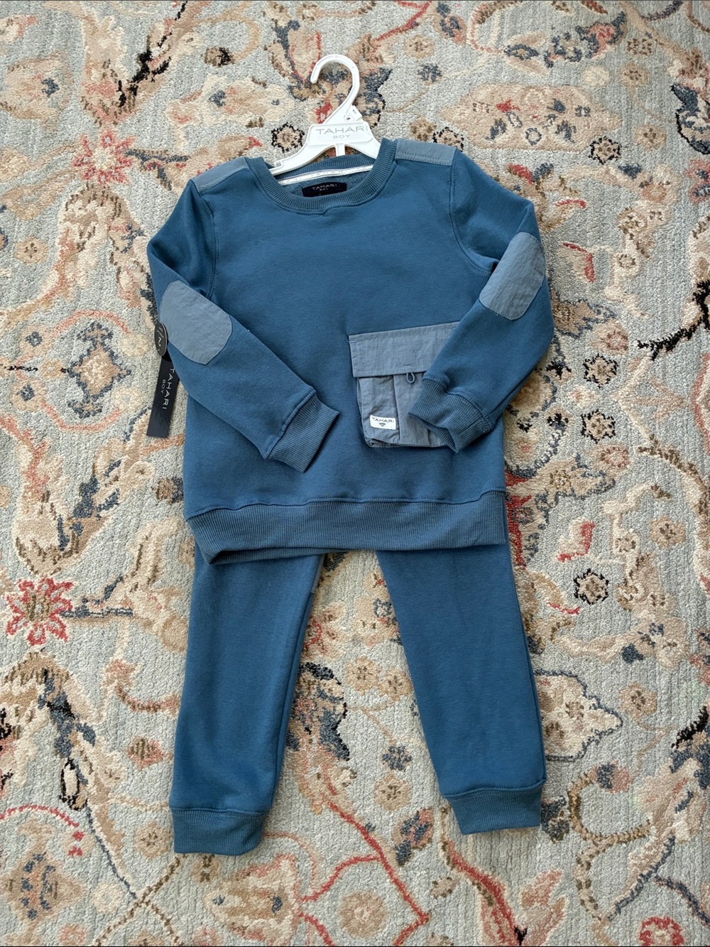 Tahari Teal-Blue Kids Sweatshirt and Joggers Set
